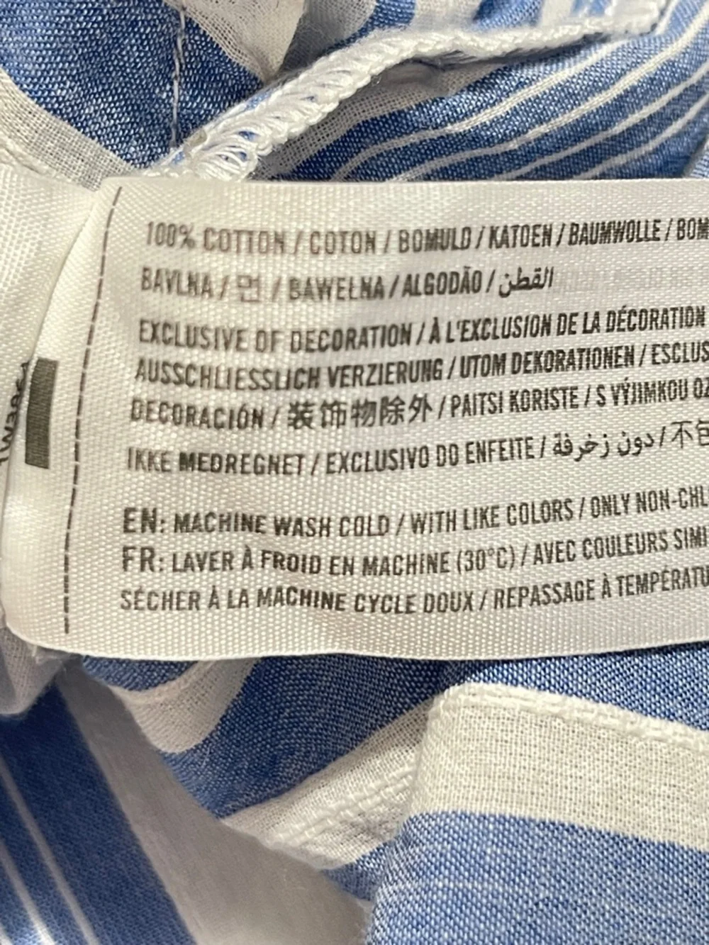 Abercrombie & Fitch Blue White Stripe Popover Shirt Coastal Boho Cotton Top M - Picture 8 of 8
